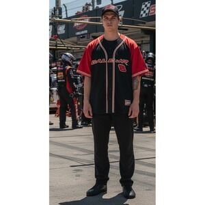 Dale Jr NASCAR #8 Chase Authentics Baseball Jersey Black/Red Adult XL